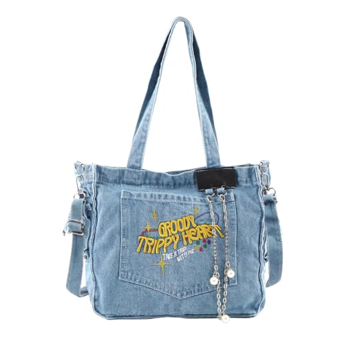 PALAY® Chic Cloth Bag for Girls Women Casual Shoulder Bag Crossbody Tote Bag 2 in 1 Varible Hand Bag Fashion Letter Embroidery Denim Cloth Bag Book Bag Day Bag for Daily, School PALAY® Chic Cloth Bag for Girls Women Casual Shoulder Bag Crossbody Tote Bag 2 in 1 Varible Hand Bag Fashion Letter Embroidery Denim Cloth Bag Book Bag Day Bag for Daily, School